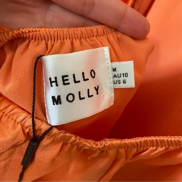 Hello Molly NWT Satin Open Back Cut Out Long Sleeve Orange Mini Dress Medium - Picture 8 of 12